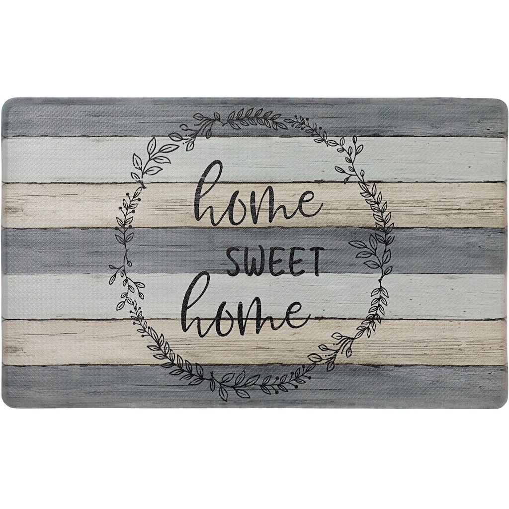 SoHome Cozy Living Home Sweet Home Modern Farmhouse Anti-Fatigue Kitchen Mat, Grey/Beige