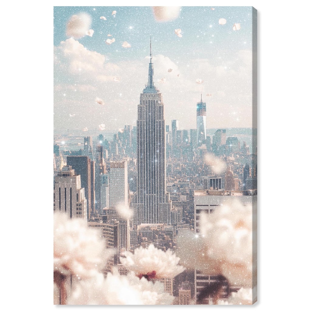 Peonies Over New York Canvas by Art Remedy, Gallery Wrapped
