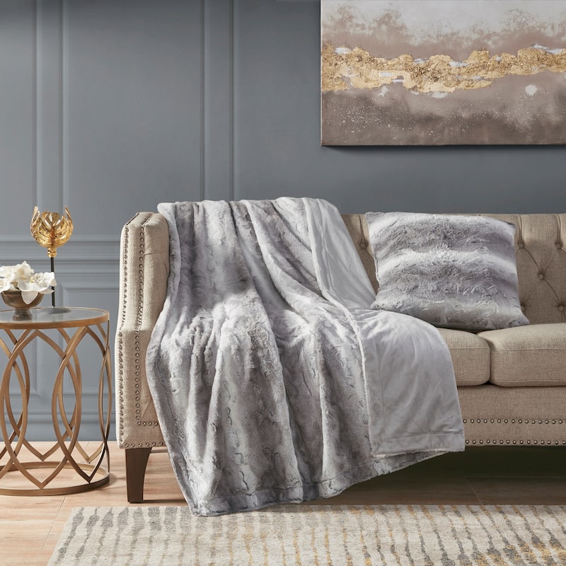 Madison Park Zuri Fax Fur Square Pillow