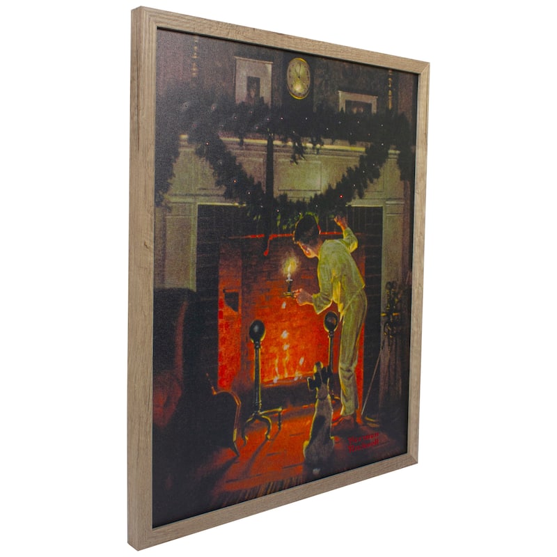19" Lighted Norman Rockwell 'Is He Coming?' Christmas Wall Art