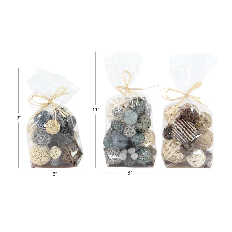 Dried Plant Material Coastal Orbs & Vase Filler (Set of 3) - 6 x 5 x 11Round