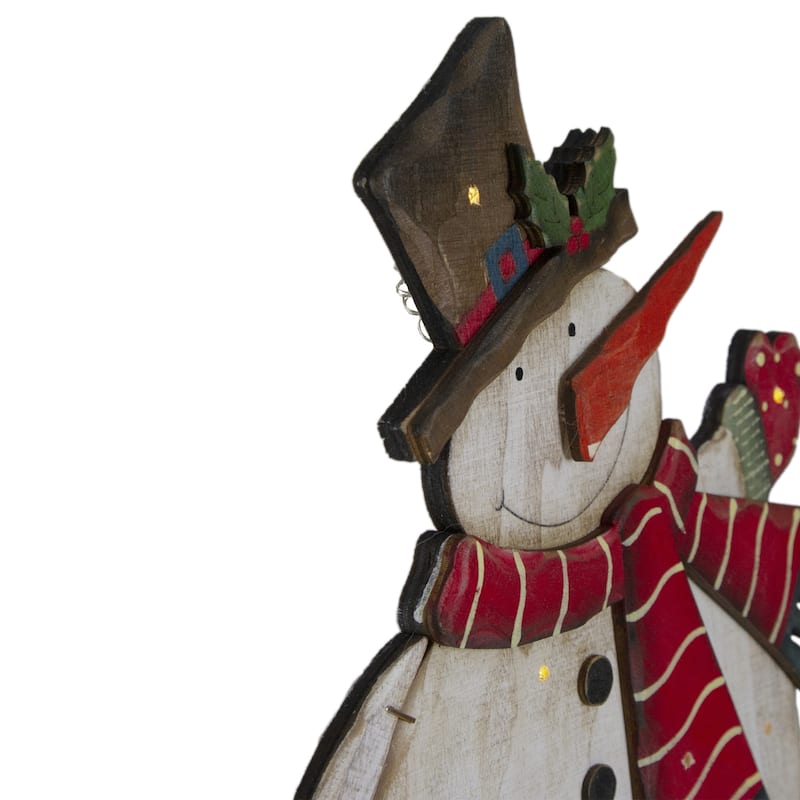 17.5" LED Lighted Happy Holidays Snowman Christmas Welcome Sign