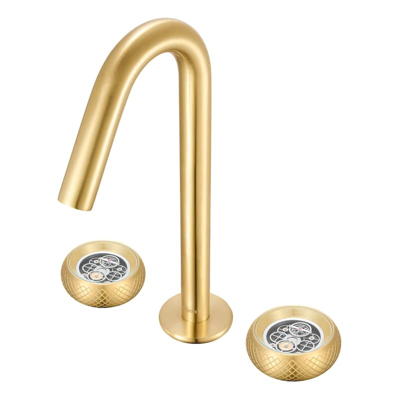 Ruvati Chrono Two Handle Watch Face Twist Bathroom Faucet in Brushed Gold- RVF5234SG - 7'6" x 9'6"