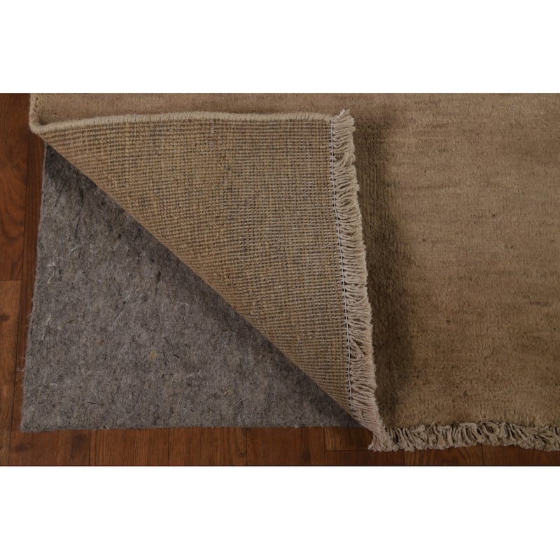 Brown Solid Gabbeh Oriental Area Rug Handmade Wool Carpet - 6'9" x 10'0"