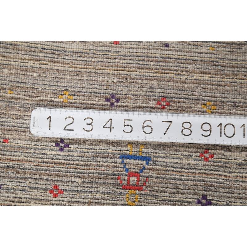 Striped Gabbeh Indian Area Rug Hand-Knotted Wool Carpet - 4'11"x 8'0"