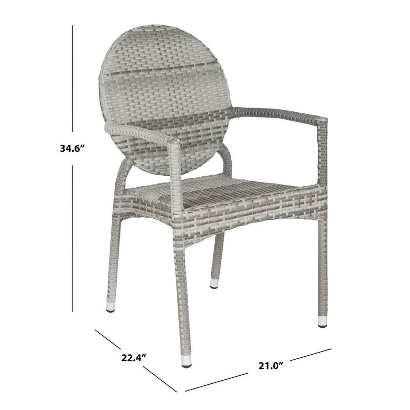 SAFAVIEH Eyrin Grey Indoor/Outdoor Stackable Chairs (Set of 2) - 21Wx22Dx35H