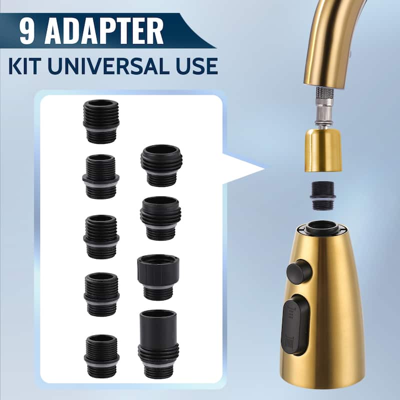 WOWOW Modern Kitchen Faucets Head with 3-Spray Modes and 9 Adapters