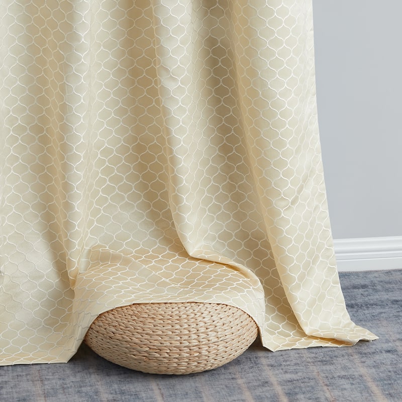 HLC.me Sienna Pattern 100% Complete Blackout Thermal Insulated Double Layer Window Curtain Grommet Panels, Set of 2