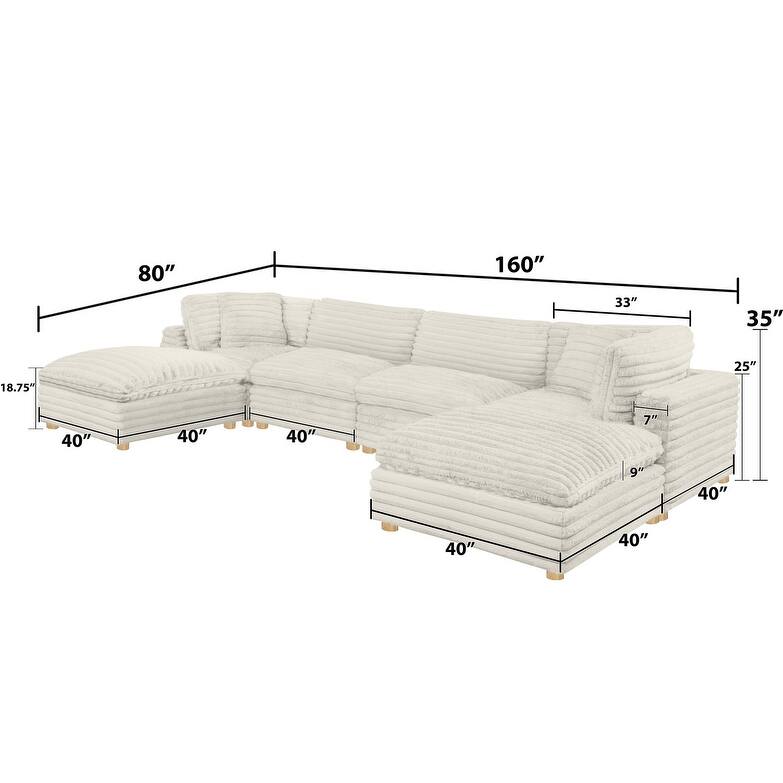 Best Quality Furniture 4-Piece Section Corduroy Modular