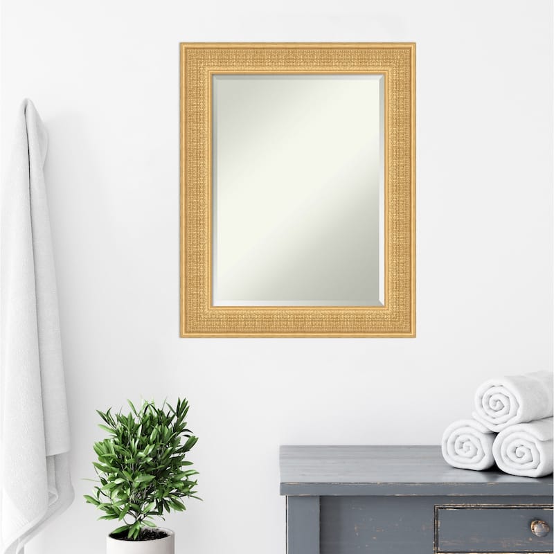 Trellis Beveled Wood Framed Bathroom Vanity Wall Mirror - Trellis Gold
