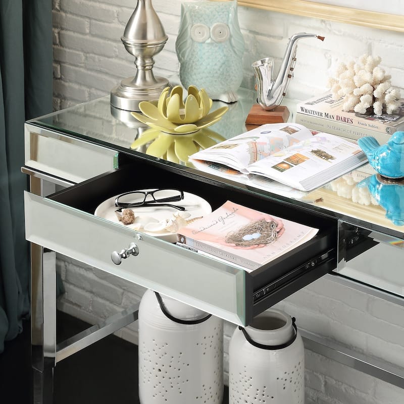 Camille Beveled Mirrored Accent 1-drawer Office Writing Desk by iNSPIRE Q Bold