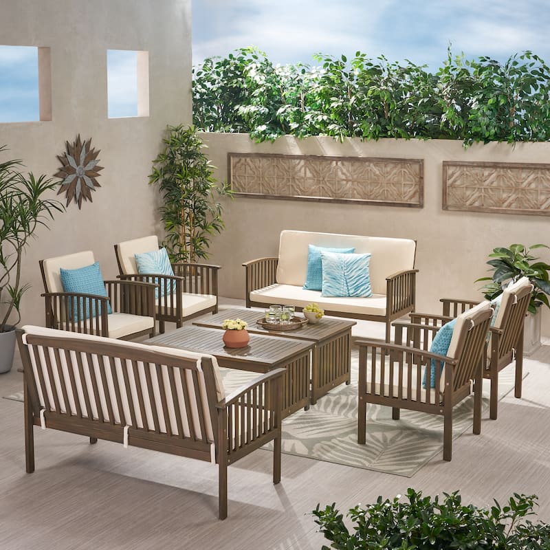 Carolina Acacia 8-piece Outdoor Sofa Set by Christopher Knight Home