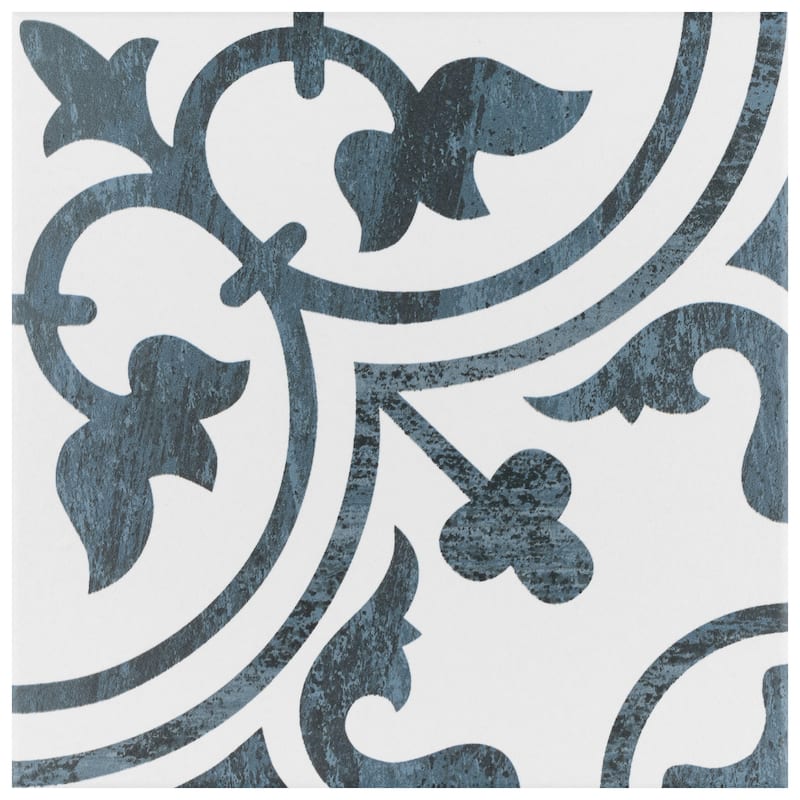 Merola Tile Cassis Arte Black 9-3/4" x 9-3/4" Porcelain Floor and Wall Tile