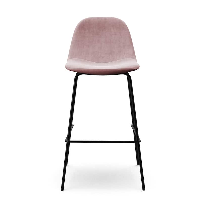 Maxine Velvet Counter Height Stools Black Legs (Set of 2)
