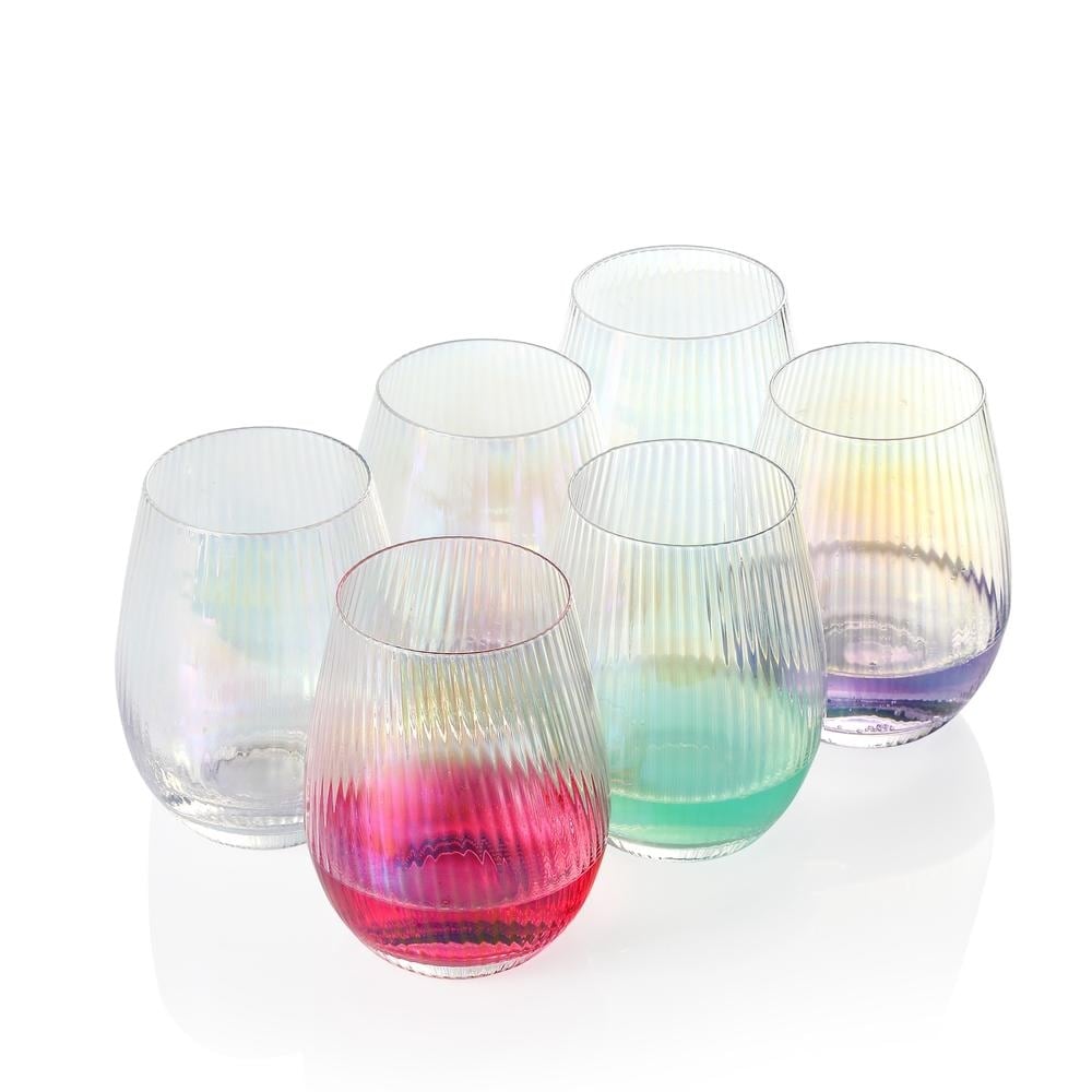 Iridescent Wine Glass set of 2/4/6, 19 oz Pretty Cute Cool Rainbow Colorful  Halloween Glassware - Set of 4 