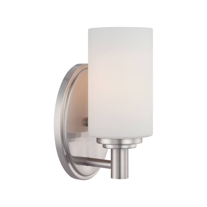 Elk Home Pittman Brushed Nickel With White Glass Vanity Light