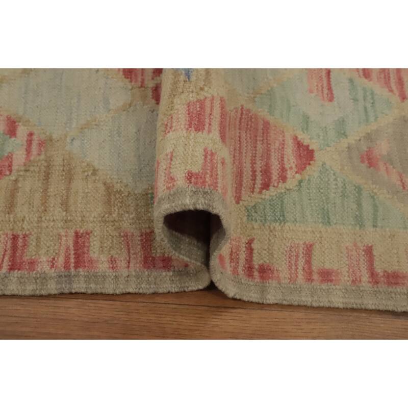Hand Woven Oriental 100% Wool Carpet Southwestern Modern Multi-Colored Kilim Runner Rug - 7' 11'' X 2' 2''