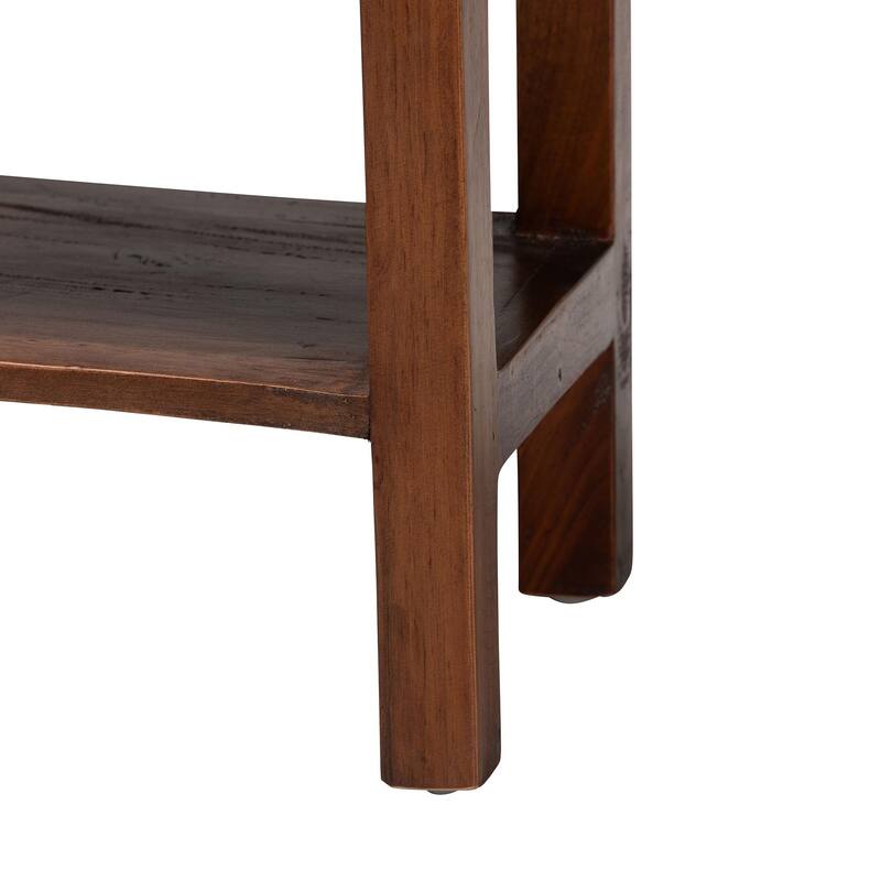 Alexandra Handcarved Mahogany Wood Nightstand - Decorative Accent Table with Lower Shelf, Traditional Artisan Furniture