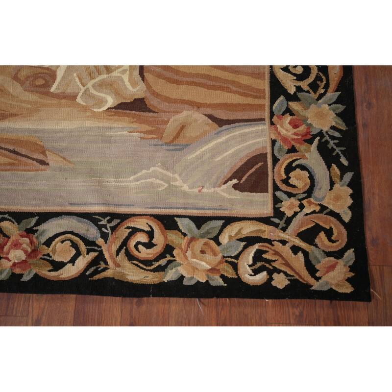 Hand Woven Oriental 100% Wool Carpet Traditional Pictorial Beige & Ivories Tapestries Area Rug - 5' 11'' X 4' 9''