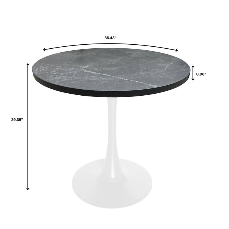 Bristol 36" Round Dining Table for 4 with MDF Top and Modern White Iron Base for Kitchen & Dining Room