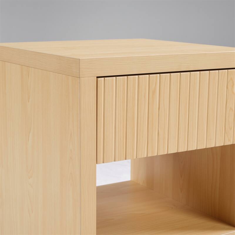 Night Stand with Drawer Storage Fluted Bed Side Table