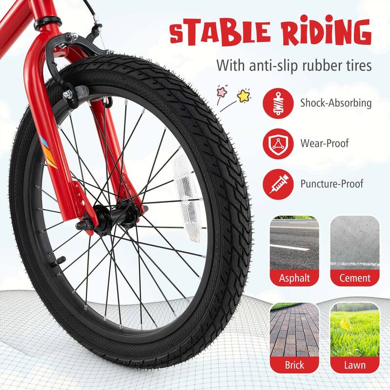Costway 18" LED Lighted Kids Bike with Adjustable Seat Coaster Brake - See Details