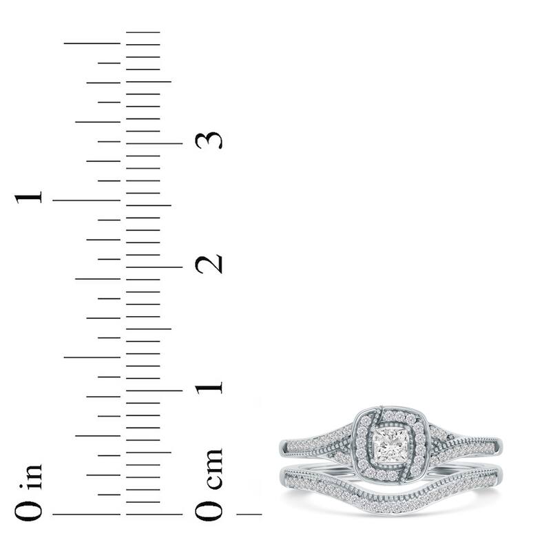 1/3ct TDW Diamond Halo Bridal Set in 10K Gold for Women