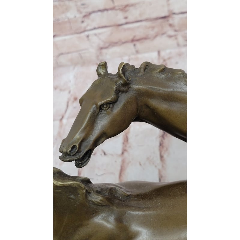 Dynamic Bronze Imitative Horse Duo – Elegant Rearing Stallions Sculpture