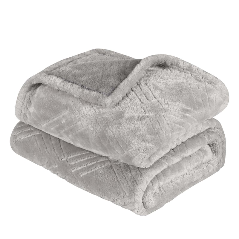 Superior Alaska Diamond Soft Fluffy Fleece Blanket - Throw - Platinum