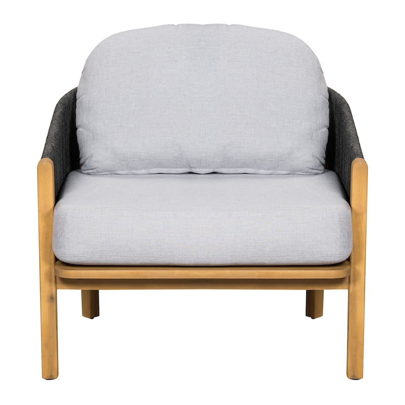 Christopher Knight Home - Ethan Outdoor Wood Club Chair with Rope and Cushion