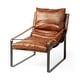 preview thumbnail 2 of 10, Hornet I Brown Genuine Leather w/Black Iron Frame Accent Chair - 27"W x 35"D x 36"H