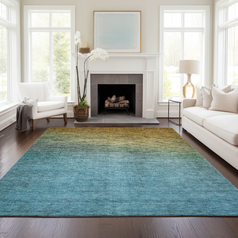 Machine Washable Indoor/ Outdoor Chantille Modern Ombre Rug - Brown - 10' x 14'