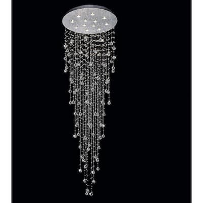 Rain Drop 12 Light Flush Mount With Chrome Finish