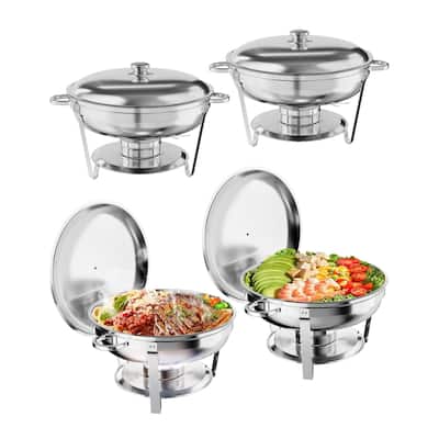 Round Food Warmers and Servers Stainless Steel Buffet Sets