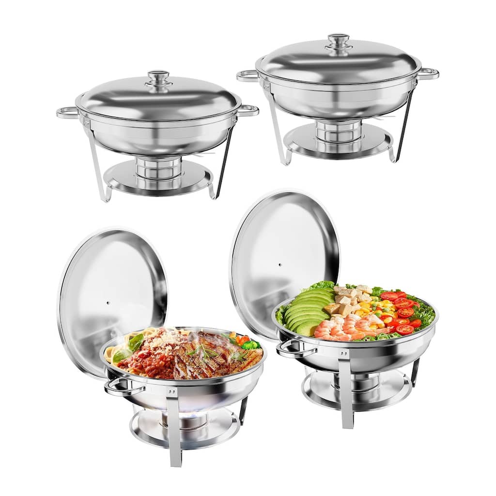 Round Food Warmers and Servers Stainless Steel Buffet Sets