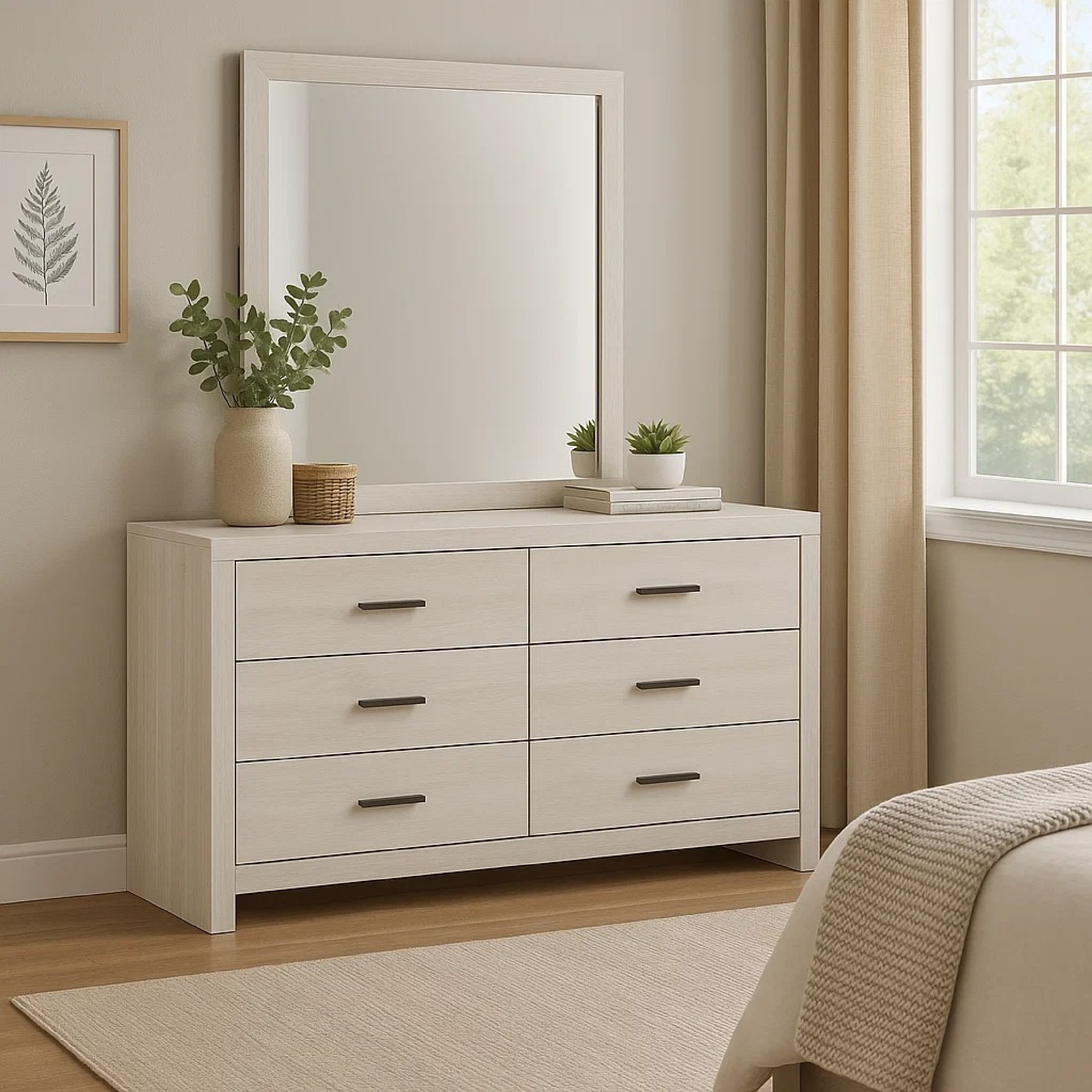 white dresser with mirror Rustic Cilek World Constructed from wood with a high gloss white finish Furniture of America Florince 2-Piece