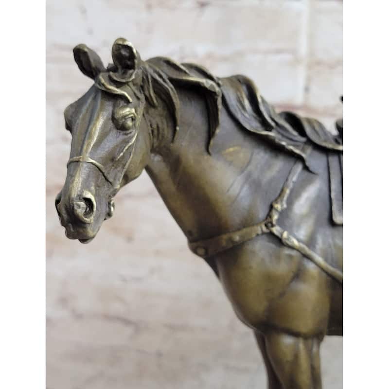 Large Original Loving Horse With His Saddle Western Art Cowboy Bronze Sculpture