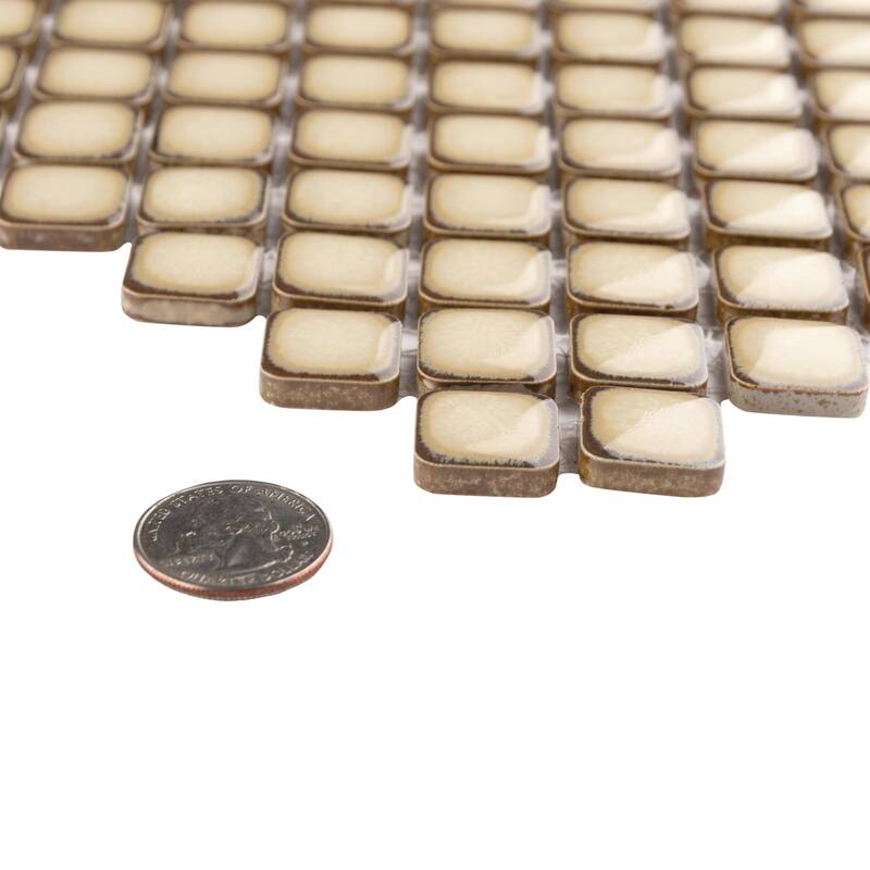 Merola Tile Hudson Diamond Caffe 12-1/4" x 12-3/8" Porcelain Mosaic Floor and Wall Tile