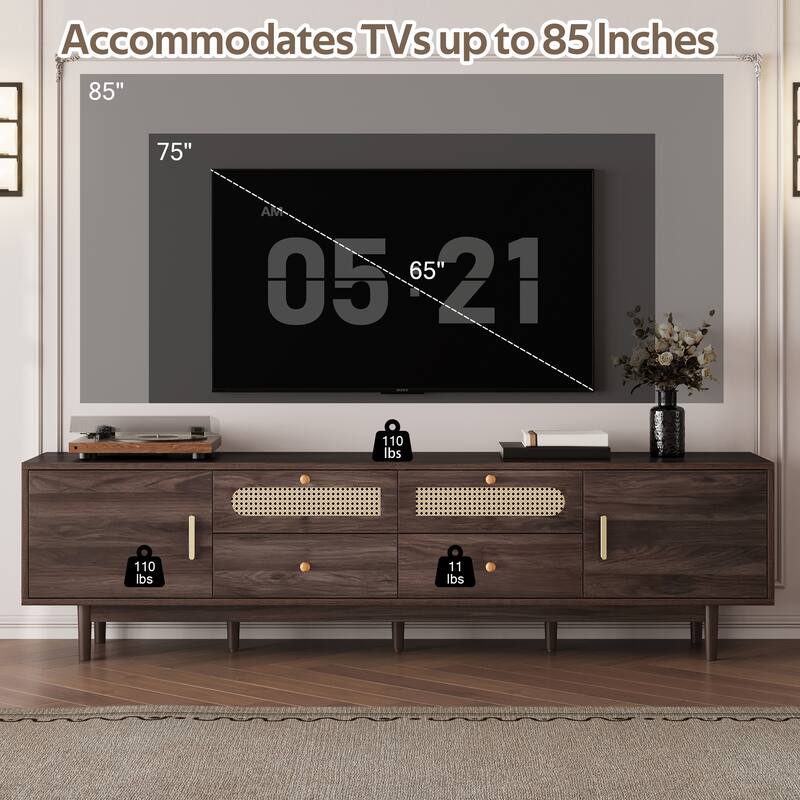 76" TV Stand with Drawers for Living Room/Bedroom