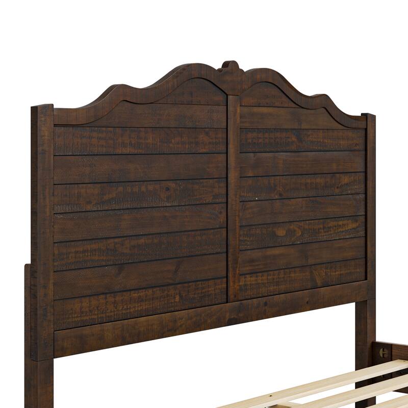 Modern Bed Solid Wood Platform Bed Frame Queen/King Size Bed with Headboard and Wood Slat Support for Bedroom