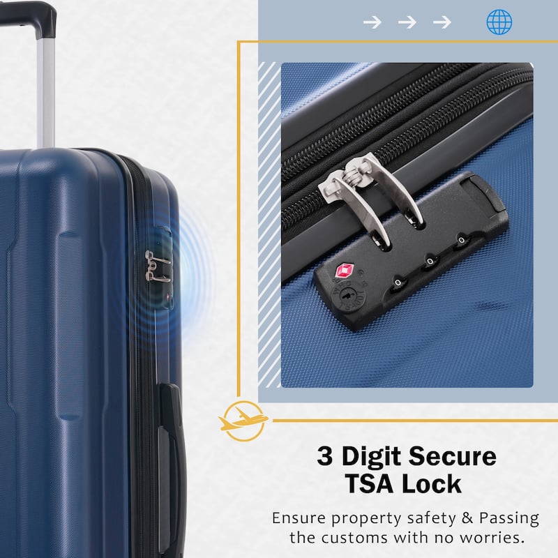 Modern Expandable 2 Piece Luggage Sets, ABS Hardshell Carry on Luggage with Duffel Bags, Spinner Wheels and TSA Lock