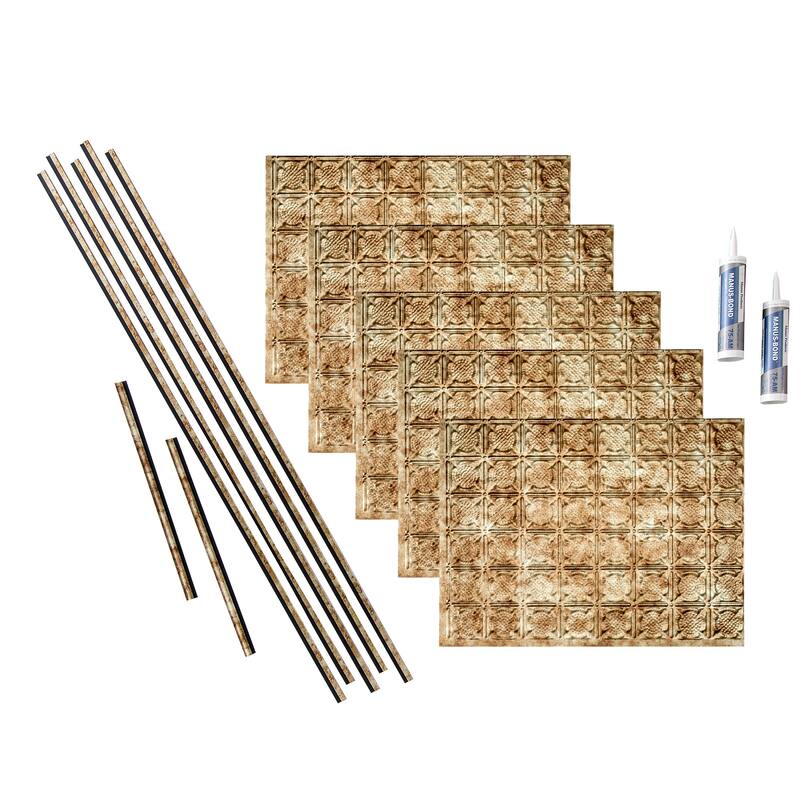 FASÄDE Traditional Style 6 Decorative Vinyl Backsplash Panel - 15 Sq Ft Kit - Bermuda Bronze