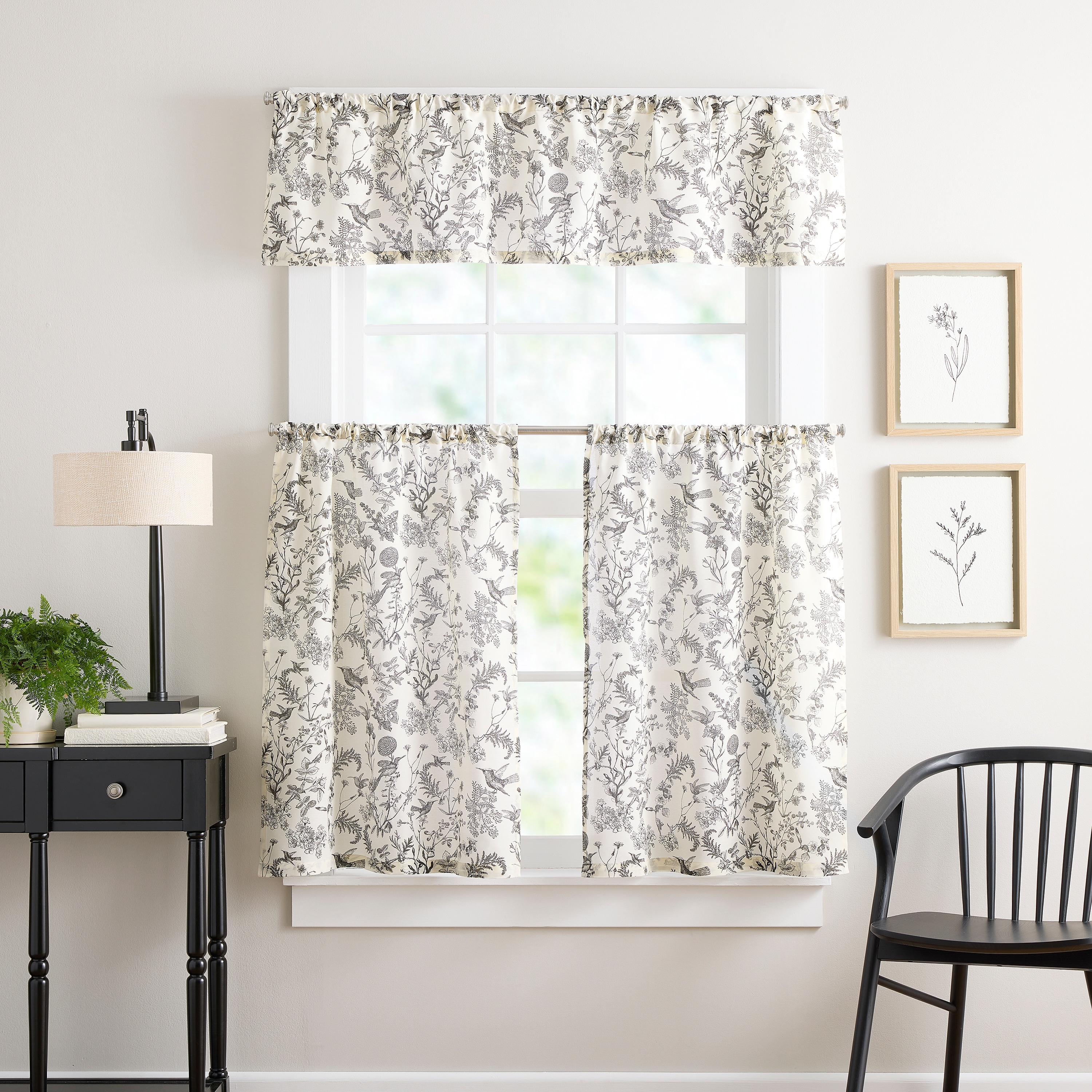 Curtainworks Hummingbird 3-piece Valance & Tier Pair Set
