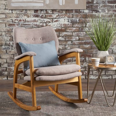 Mid-Century Fabric Rocking Chair,Modern Accent Rocker Wingback Armchair