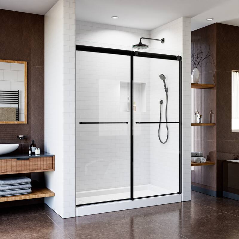 Modland Matte Black Sliding Shower Door.. - 56''-60''x 76''.