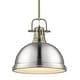 preview thumbnail 19 of 18, Duncan 1-light Hanging Dome Pendant with Rod Aged Brass with Pewter
