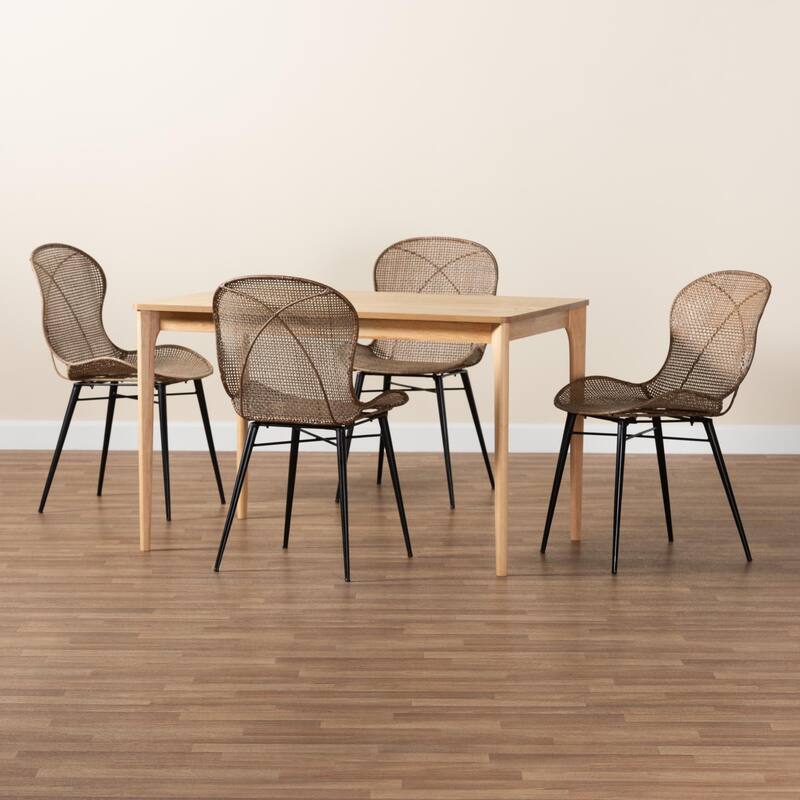 Sabelle Japandi Wood and Rattan Dining Set
