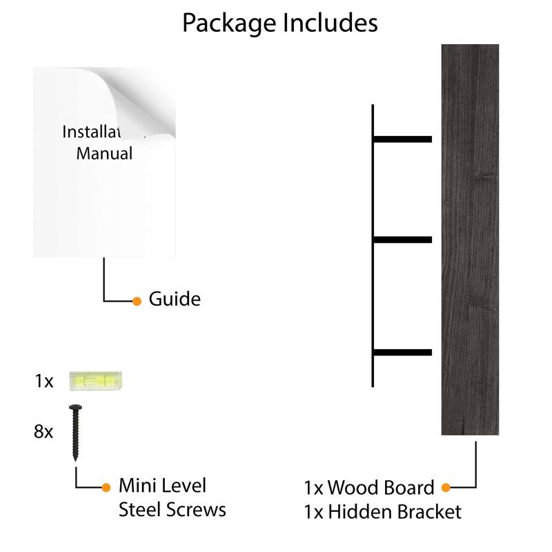 Wallniture Bois Wood Board 60" Long, 9.25'' Deep, 1.5" Thick, Hidden Bracket Shelf, Wall Bookshelf for Living Room, Rustic, 1pc