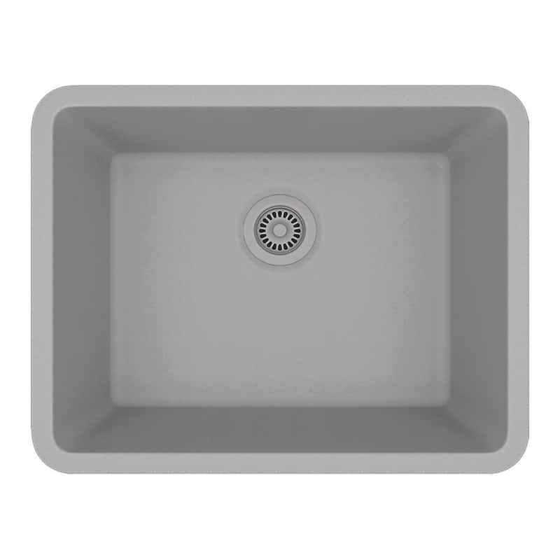 23" x 18" Quartz Kitchen Sink, Single Bowl Sink, Drop-in Sink, Undermount Sink, Granite Kitchen Sink, with Steel... - 23"x18"