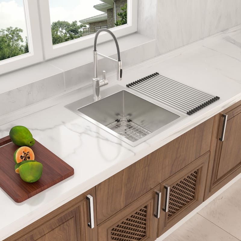 15/25 inch Topmount Drop-in Stainless Steel Single Bowl Kitchen Sink